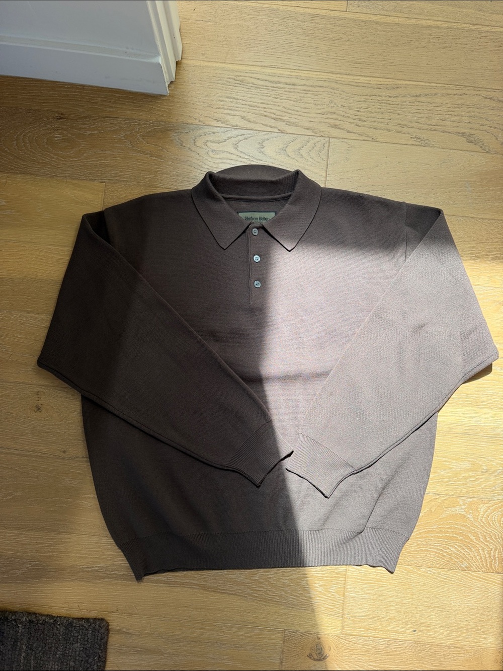 Uniform Bridge Men's Knitted Polo Shirt in Brown
